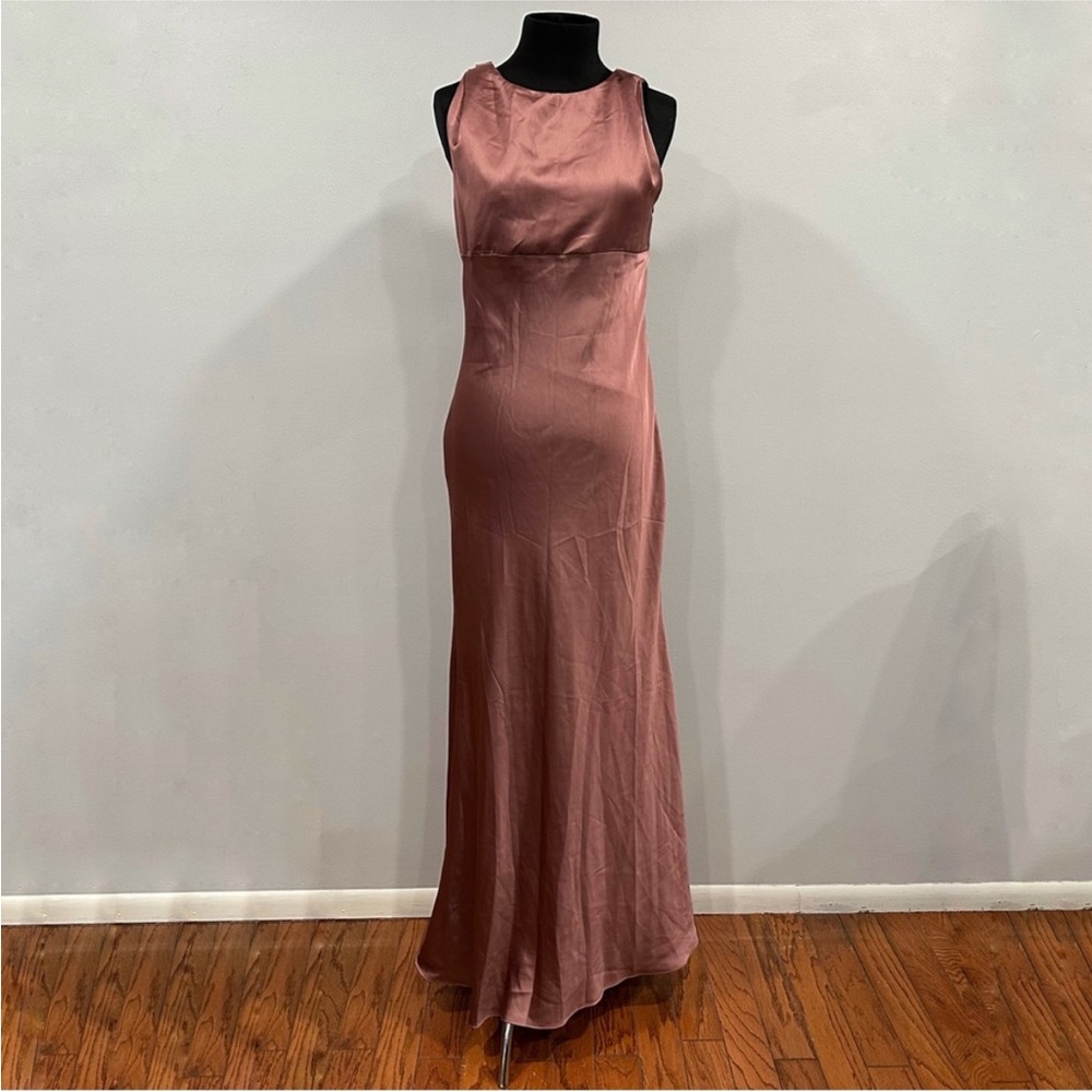 Marina Blush Satin Cowl Back Gown 8